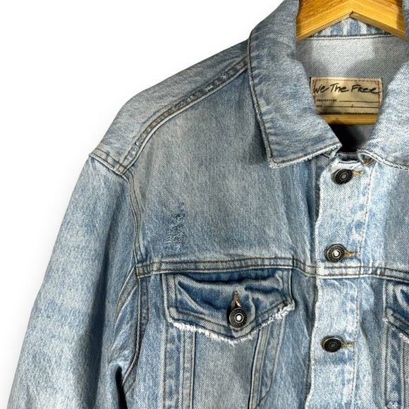 We The Free Amelia Slouchy Denim Trucker Jacket, Just The Way It Is Wash, Size S - Picture 4 of 14